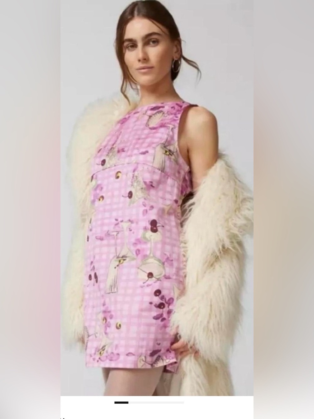 Urban Outfitters Charlotte Pink Gingham Martini Print Mini Shift Dress Size S